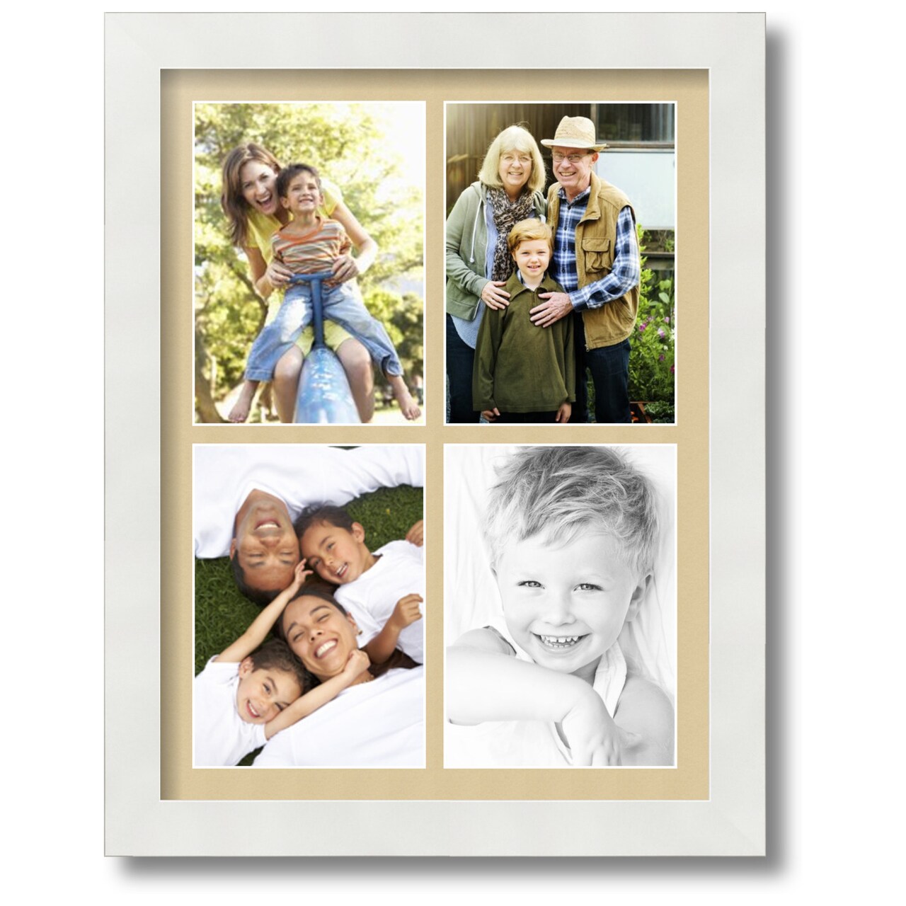 ArtToFrames Collage Photo Picture Frame with 4 - 5x7 inch Openings, Framed in White with Over 62 Mat Color Options and Regular Glass (CSM-3966-2153)